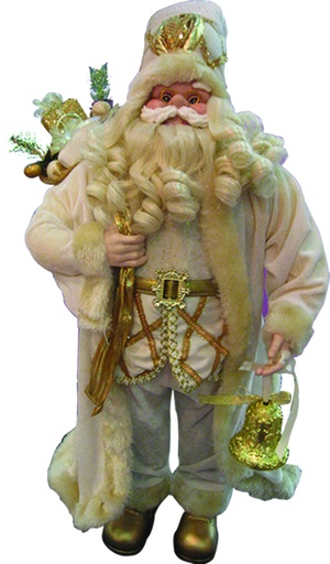 [TS1302-36] 36" Standing Santa with Bell - White