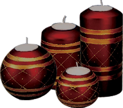 [Y6143G-V6] Gold/Red Candleholder - 6" Tall
