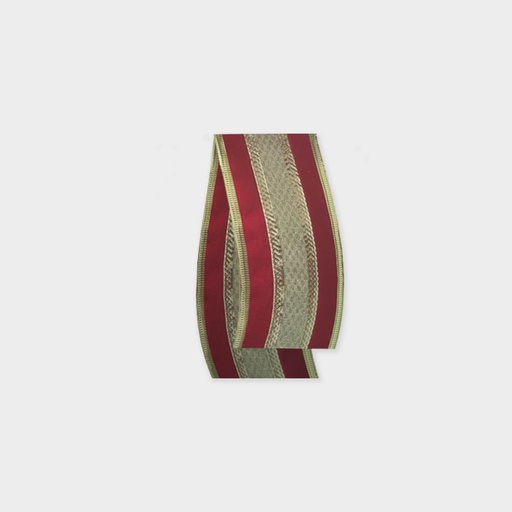 [WR011] 6cm x 9.1m Hemmed Ribbon - Red/Gold