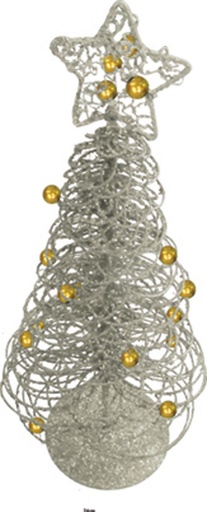 [XQ014-S] 24cm Christmas Tree Centrepiece with Beads - Silver