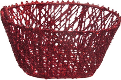 [XQ021-R] 12cm Glittered Basket - Red