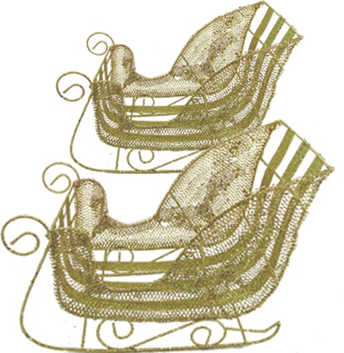[XQ050-GD-32] 32cm Sleigh Centrepiece - Gold