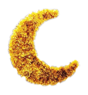 [RM109] 30cm Acrylic Crescent with Tinsel - Gold