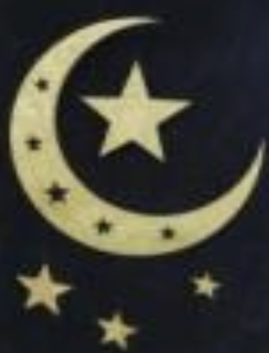 [RM135] Glittered Crescent with Star centerpiece 20cm - Black/Gold