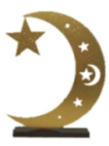 [RM136] 20cm Acrylic Crescent with Star Centerpiece - Gold