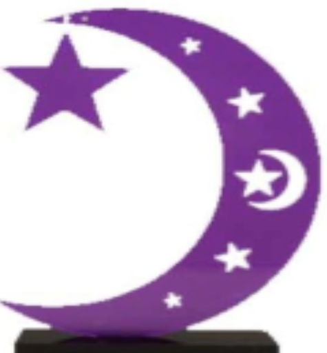 [RM137] 20cm Acrylic Crescent with Star Centerpiece - Purple