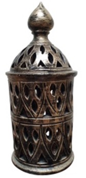 [RM166] 52cmH x 23cmD Metallic Clay Lantern - Antique Gold
