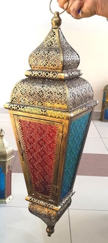 [RM178] 71cm Hanging Black-brushed Gold Lantern