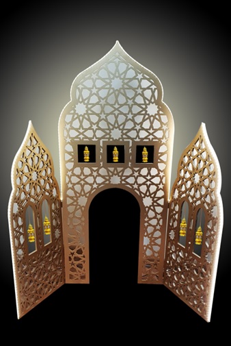 [RM185-LED] 1.5mH Illuminated Mosque Mashrabiya Wooden Panel