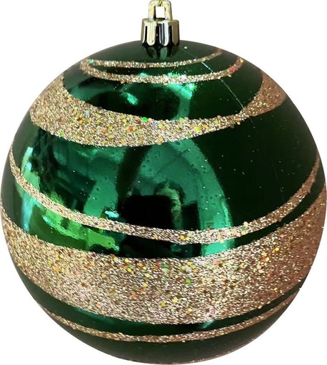[GT035-G] 12cm Glittered Shiny Ball - Green/ Gold