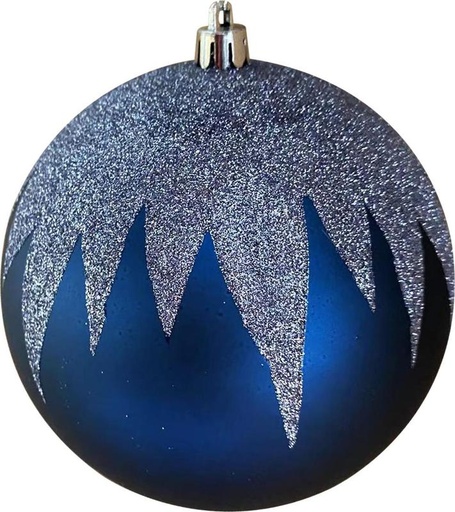 [GT040-B] 12cm Glittered Matte Ball - Blue/Silver