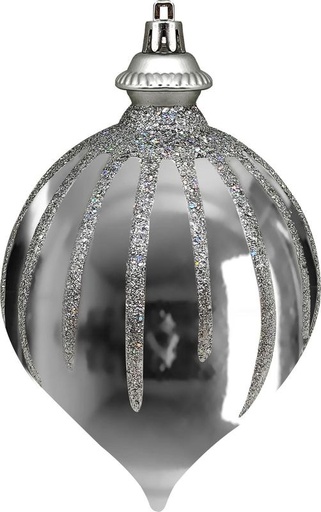 [GT047-S] 15cm Glittered Shiny Drop - Silver