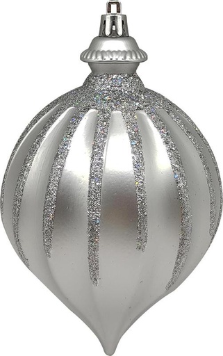 [GT048-S] 15cm Glittered Matte Drop - Silver