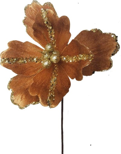 [HQ001-CO] 24cm Sequined Magnolia - Copper
