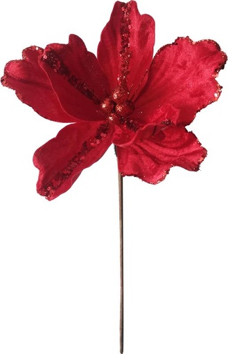 [HQ001-R] 24cm Sequined Magnolia - Red