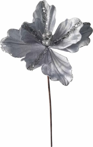 [HQ001-S] 24cm Sequined Magnolia - Silver