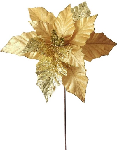 [HQ004-GD] 33cm Glittered Poinsettia - Gold
