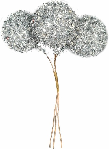 [HQ006-S] 4cm Mini Tinsel Balls - Silver