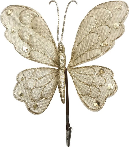 [HQ013-GD] 19cm Glittered Butterfly - Gold