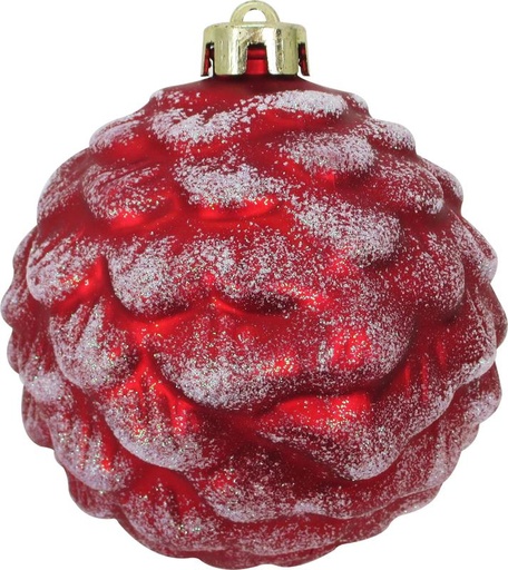 [JN117-R] 12cm Matte Pinecone Ball - Red