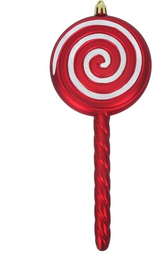 [JN124-R] 21cm Glittered Lollipop - Red/White