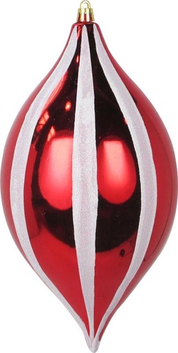 [JN125-R] 25cm Glittered Teardrop - Red/White