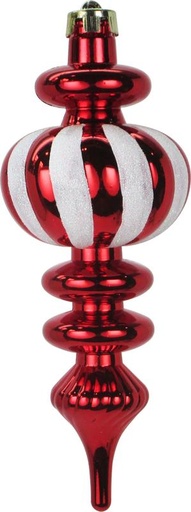 [JN127-R] 23cm Glittered Finial - Red/White