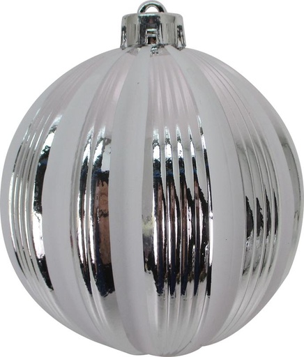 [JN130-SW] 12cm Ridged Ball - Silver/White