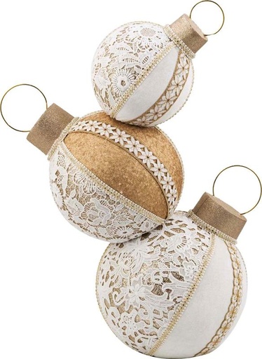 [LJ069] 60cm Stack of Baubles - White/Gold