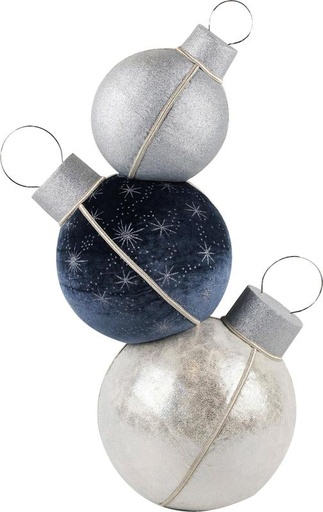 [LJ071] 59cm Stack of Baubles - Silver/Blue