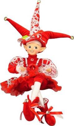 [TP106] 50cm Sitting Elf - Red