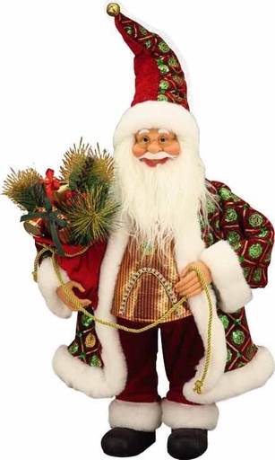 [TP112] 65cm Standing Santa with Rope - Red/Green