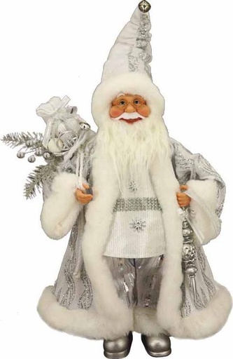 [TP117] 120cm Standing Santa with Finial - Silver