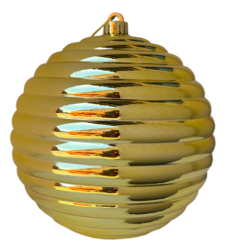 [HT042-GD] 20cm Shiny Ridge Ball - Gold