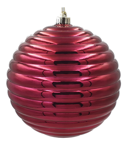 [HT042-BU] 20cm Shiny Ridge Ball - Burgundy