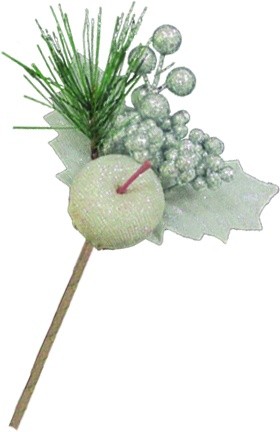 [DZ007-W] 16cm Apple and Leaf Pick - White