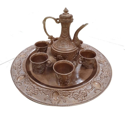 [RM206] 30cm High Traditional Metal Arabic Tea Set - Bronze