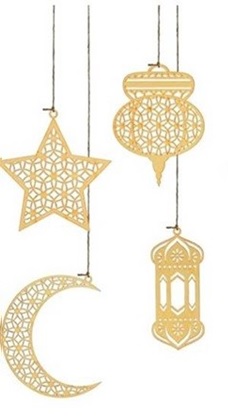 [RM222] 35cm Ramadan Hanging Decoration - Gold