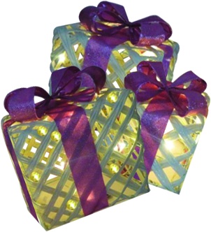 [OM098] 15cm, 20cm, 25cm Light-Up Gift Box Set - White w/ Pink Bow
