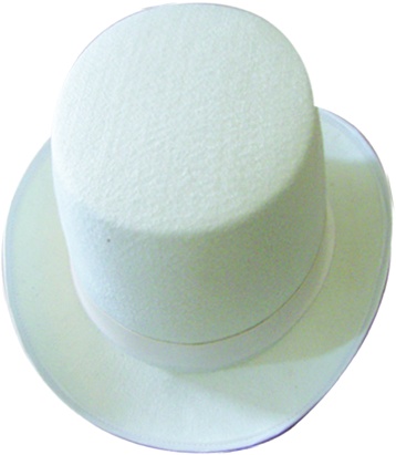 [SH934701-WS] Top Hat with Silver Band - White