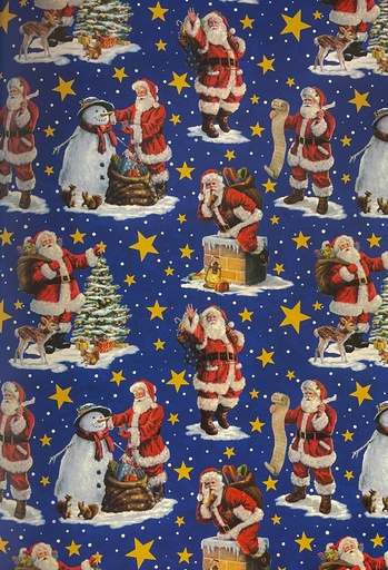 [LI067] 10m x 70cm Printed Gift Wrap - Blue/Multicolour