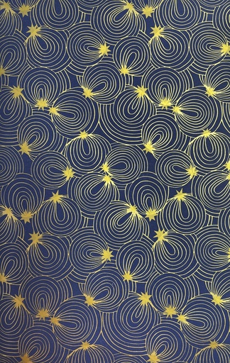 [LI068] 10m x 70cm Printed Gift Wrap - Blue/Gold