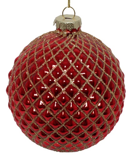 [DS004] 10cm Durian Glass Ball - Red/Gold