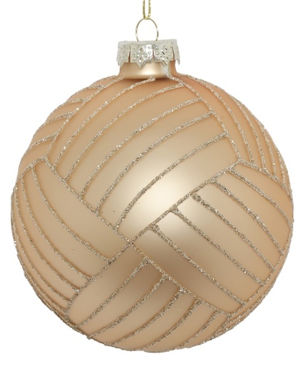[DS020] 10cm Glittered Glass Ball - Gold