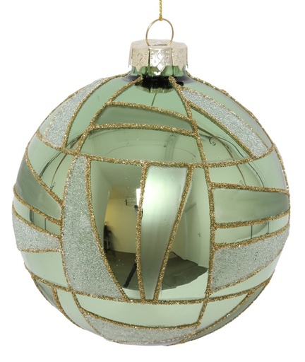 [DS023] 10cm Studded Glass Ball - Green/Gold