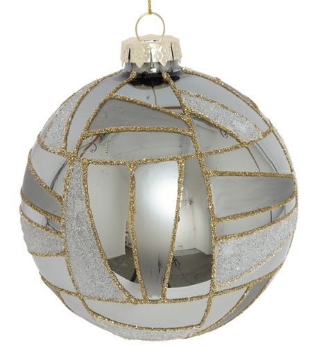 [DS024] 10cm Studded Glass Ball - Silver/Gold