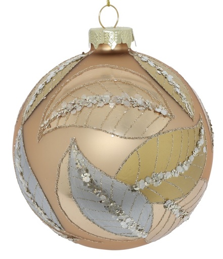 [DS025] 10cm Sequined Glass Ball - Gold/Silver
