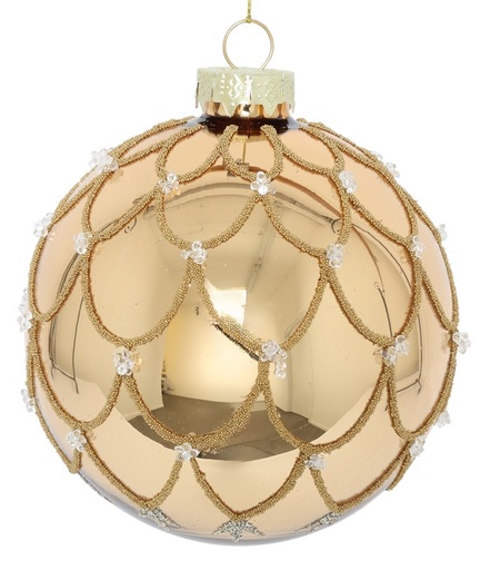 [DS028] 10cm Studded Glass Ball - Gold