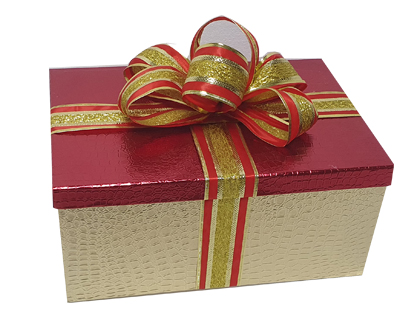 [AB013-L] L:44-50, W:31-35, H:21-25 cm Gift Boxes with Ribbon - Gold/Red 