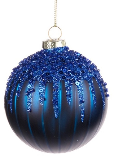 [GW017-A] 8cm Sequined Glass Ball - Blue